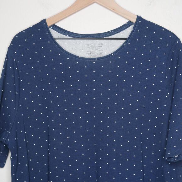Time and Tru Womens T-shirt XXXL Blue White Polka Dot Casual‎ Classic - Picture 6 of 6
